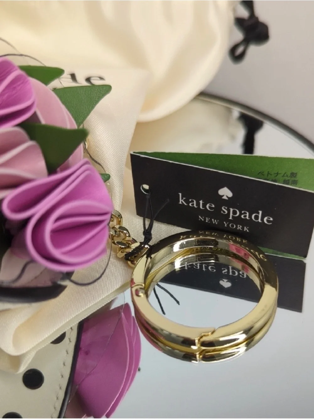 Kate Spade ♠️  Flora bouquet 💐 Polka Dot Flower bag charm NWT